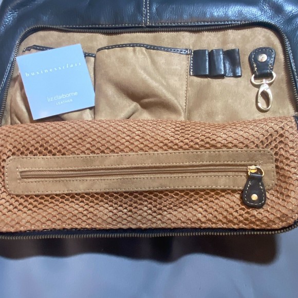 Liz Claiborne Business Class Brown Leather Brief Case Tote Bag - Picture 6 of 12